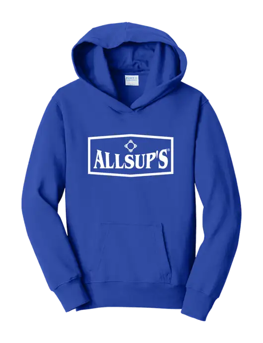 Youth True Royal 7.8 oz Cotton/Poly Pullover Hooded Sweatshirt w/ALLSUP'S Logo