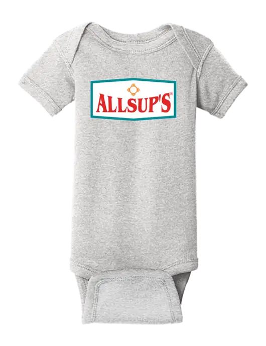 Rabbit Skins Light Grey Heather Infant Short Sleeve Baby Rib Bodysuit w/ALLSUP'S Logo