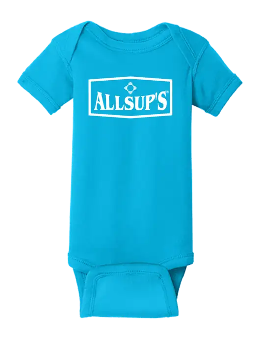 Rabbit Skins Turquoise Infant Short Sleeve Baby Rib Bodysuit w/ALLSUP'S Logo