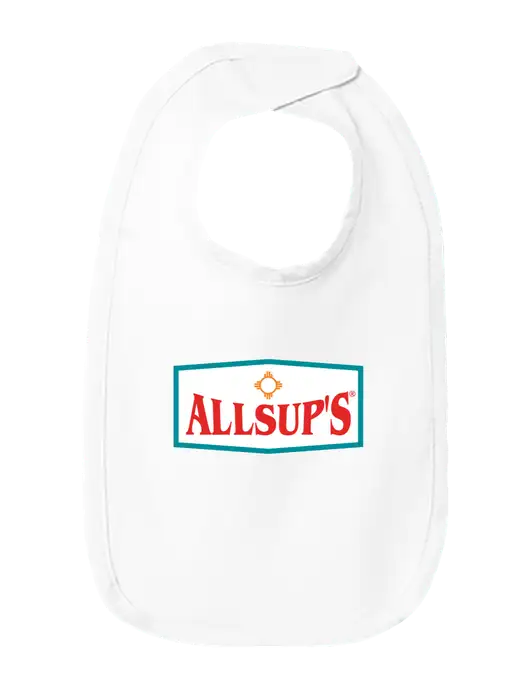Rabbit Skins White Infant Premium Jersey Bib w/ALLSUP'S Logo
