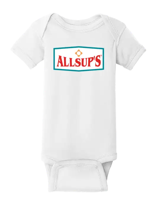 Rabbit Skins White Infant Short Sleeve Baby Rib Bodysuit w/ALLSUP'S Logo