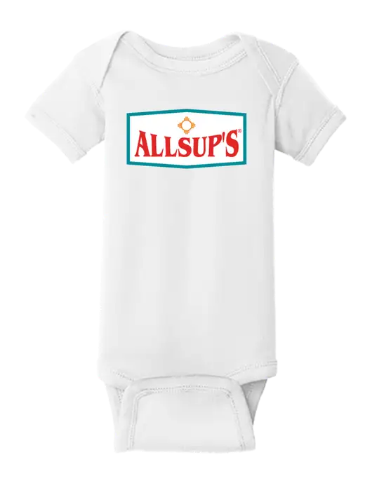 Rabbit Skins White Infant Short Sleeve Baby Rib Bodysuit w/ALLSUP'S Logo