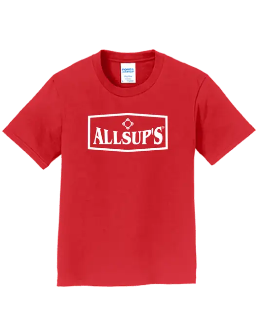Youth Ring Spun Bright Red 4.5 oz T-Shirt w/ALLSUP'S Logo