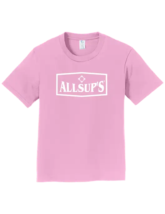 Youth Ring Spun Candy Pink 4.5 oz T-Shirt w/ALLSUP'S Logo