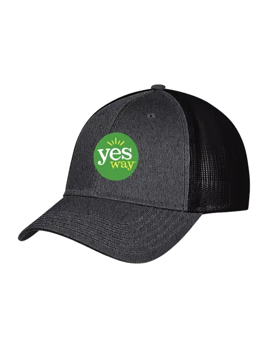 Charcoal Heather/Black Mesh Trucker Cap Snap Back w/Yesway Logo