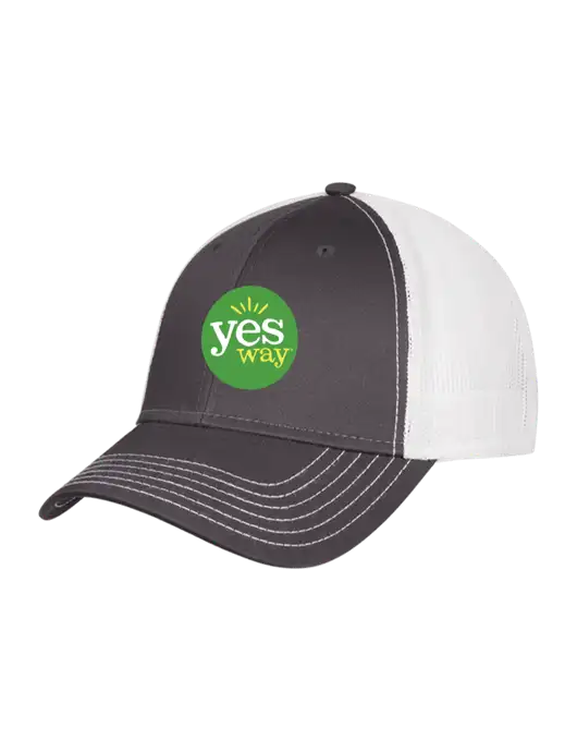 Charcoal/White Mesh Trucker Cap Snap Back w/Yesway Logo