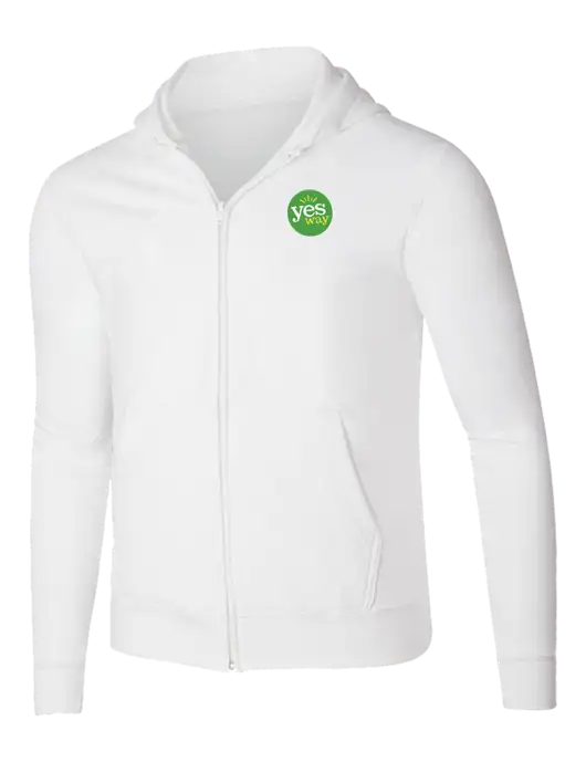White 8.5 oz Ring Spun Zip Hooded Sweatshirt w/Yesway Logo
