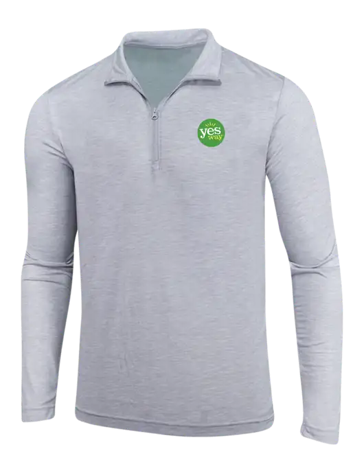 Light Grey Heather Posicharge Tri-Blend Wicking 1/4 Zip Pullover w/Yesway Logo