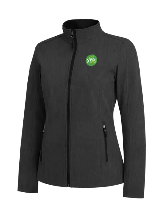 Black Charcoal Heather Womens Core Soft Shell Jacket w/Yesway Logo