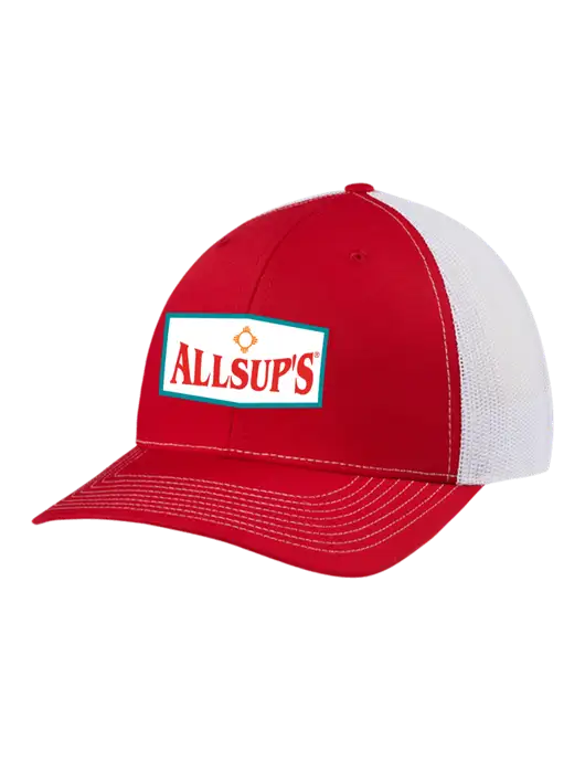 Richardson Adjustable Snapback Original 112 Trucker Cap Red w/White Mesh w/ALLSUP'S Logo
