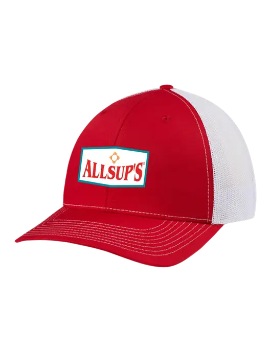 Richardson Adjustable Snapback Original 112 Trucker Cap Red w/White Mesh w/ALLSUP'S Logo