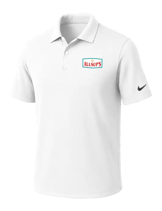 NIKE White Dri-Fit Micro Pique Polo w/ALLSUP'S Logo