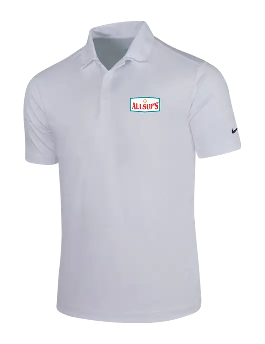 NIKE White Dri-Fit Vertical Mesh Polo w/ALLSUP'S Logo