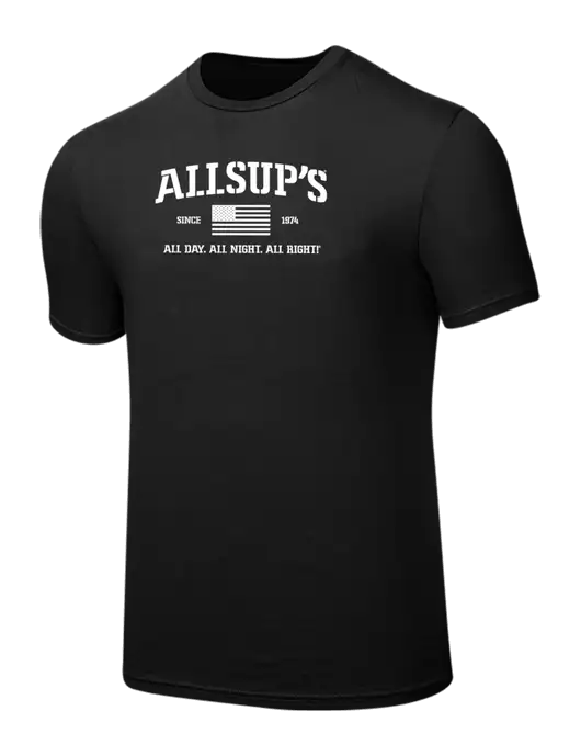 Seriously Soft Black T-Shirt w/Allsup's Veteran 2024 Logo
