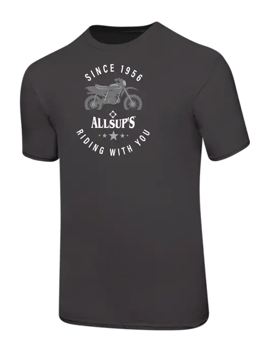 Ring Spun Charcoal 4.5 oz T-Shirt w/Allsup's Since 1956 Motorcycle Logo