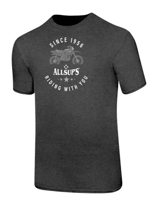 Ring Spun Dark Heather Grey 4.5 oz T-Shirt w/Allsup's Since 1956 Motorcycle Logo