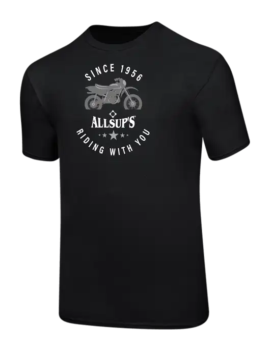Ring Spun Jet Black 4.5 oz T-Shirt w/Allsup's Since 1956 Motorcycle Logo