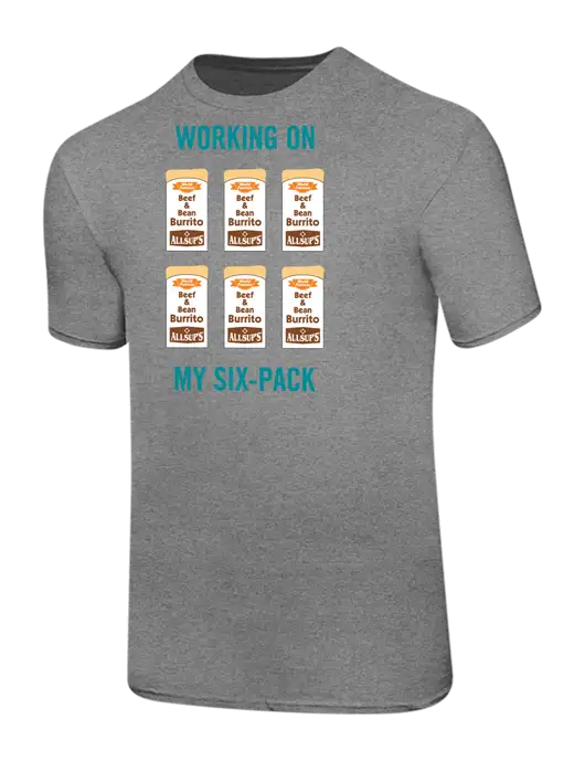 Ring Spun Light Heather Grey 4.5 oz T-Shirt w/Allsup's Working On My Six-Pack Logo