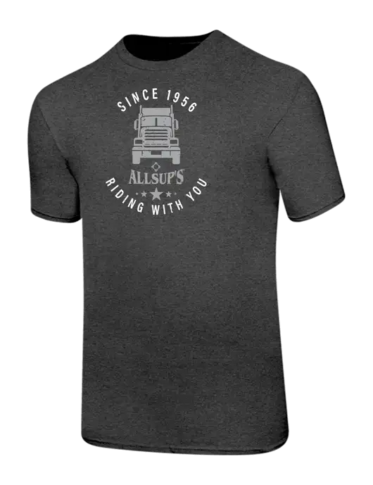 Ring Spun Dark Heather Grey 4.5 oz T-Shirt w/Allsup's Big Rig Distressed Logo