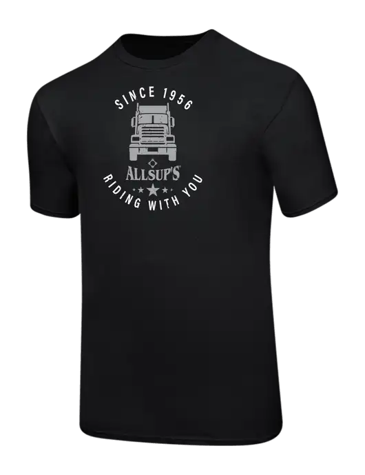 Ring Spun Jet Black 4.5 oz T-Shirt w/Allsup's Big Rig Distressed Logo