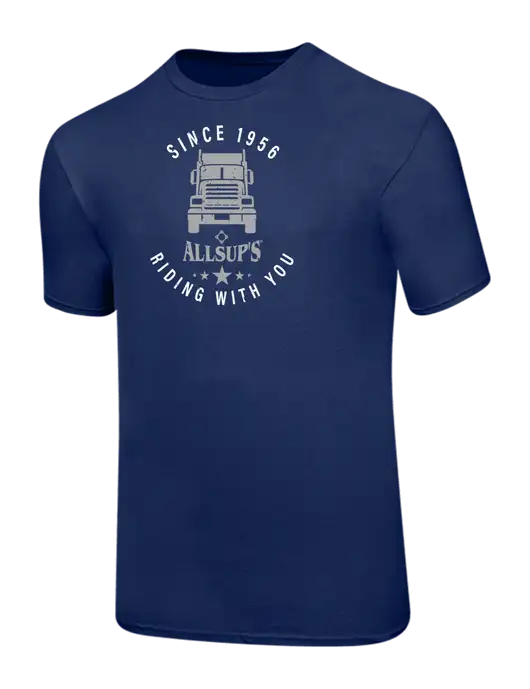 Ring Spun Navy 4.5 oz T-Shirt w/Allsup's Big Rig Distressed Logo