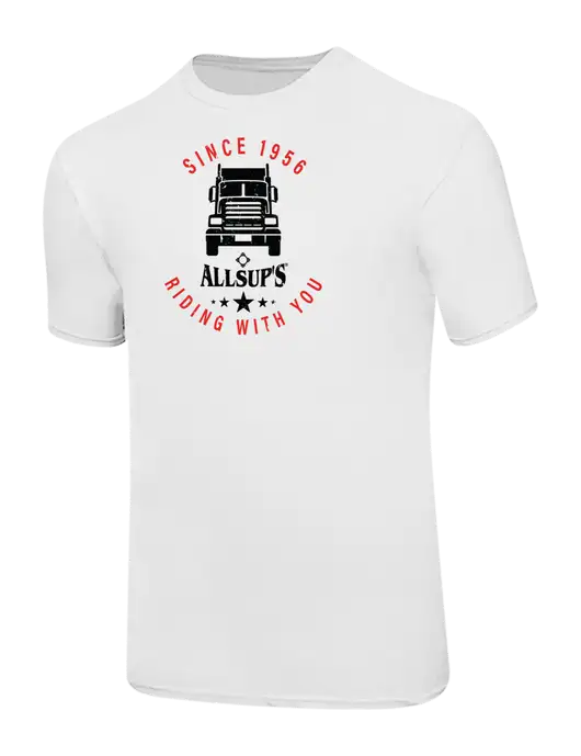 Ring Spun White 4.5 oz T-Shirt w/Allsup's Big Rig Distressed Logo
