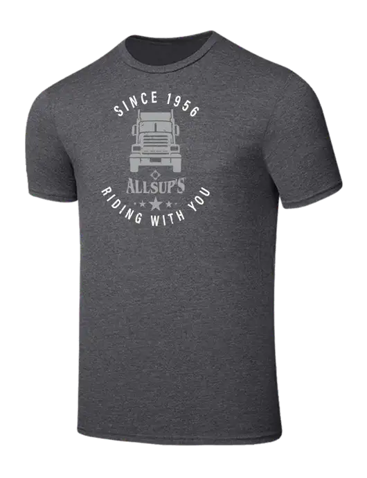 Seriously Soft Heathered Charcoal T-Shirt w/Allsup's Big Rig Distressed Logo