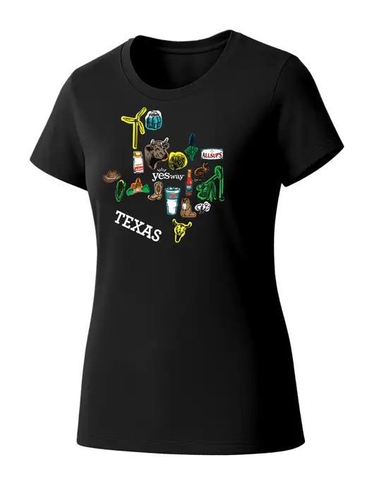 Womens Seriously Soft Black T-Shirt w/Yesway Texas Front Design Logo