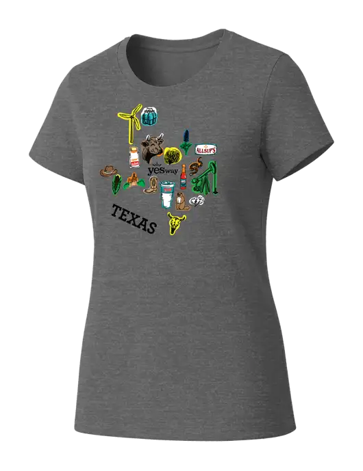 Womens Seriously Soft Grey Frost T-Shirt w/Yesway Texas Front Design Logo