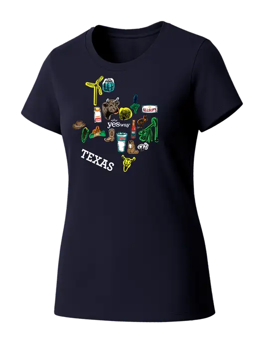 Womens Seriously Soft New Navy T-Shirt w/Yesway Texas Front Design Logo