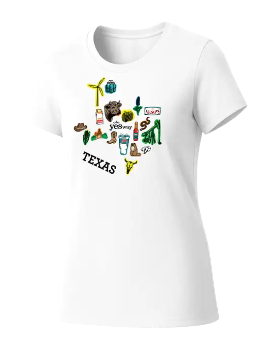 Womens Seriously Soft White T-Shirt w/Yesway Texas Front Design Logo