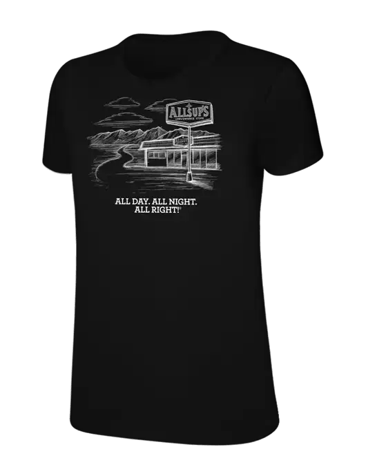 Womens Ring Spun Jet Black 4.5 oz T-Shirt w/Allsups Sign Design Logo
