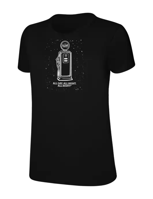 Womens Ring Spun Jet Black 4.5 oz T-Shirt w/Allsups Gas Pump Logo