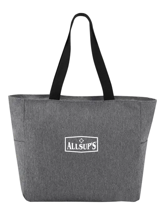 Everyday Heather Grey Zip Tote  w/ALLSUP'S Logo