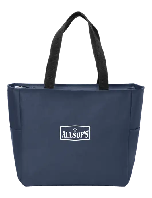 Everyday Navy Zip Tote  w/ALLSUP'S Logo