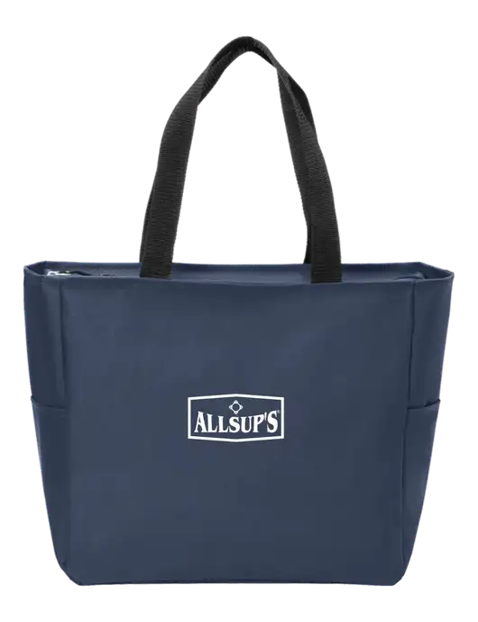 Everyday Navy Zip Tote  w/ALLSUP'S Logo