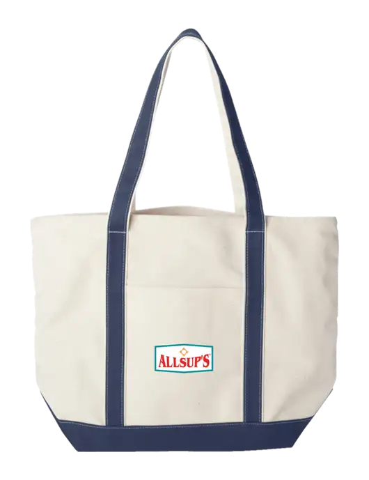 Extra Large Natural/Navy Sturdy Canvas Carryall w/ALLSUP'S Logo