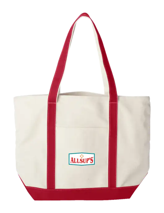 Extra Large Natural/Red Sturdy Canvas Carryall w/ALLSUP'S Logo