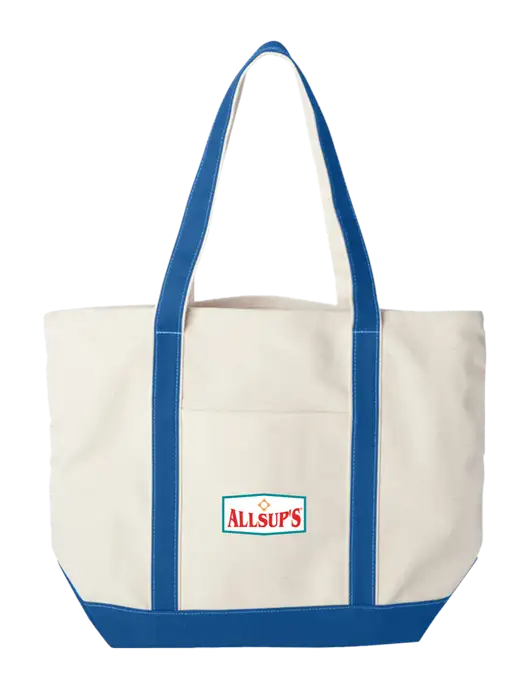 Extra Large Natural/Royal Sturdy Canvas Carryall w/ALLSUP'S Logo
