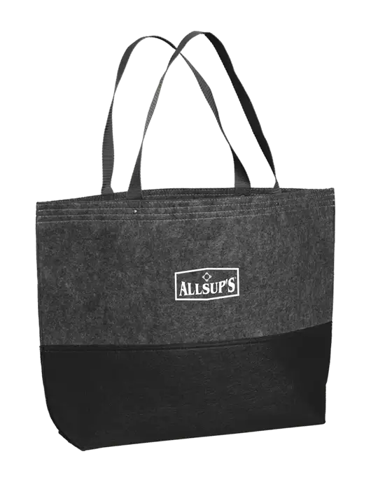 Large Felt Black/Felt Charcoal Tote w/ALLSUP'S Logo