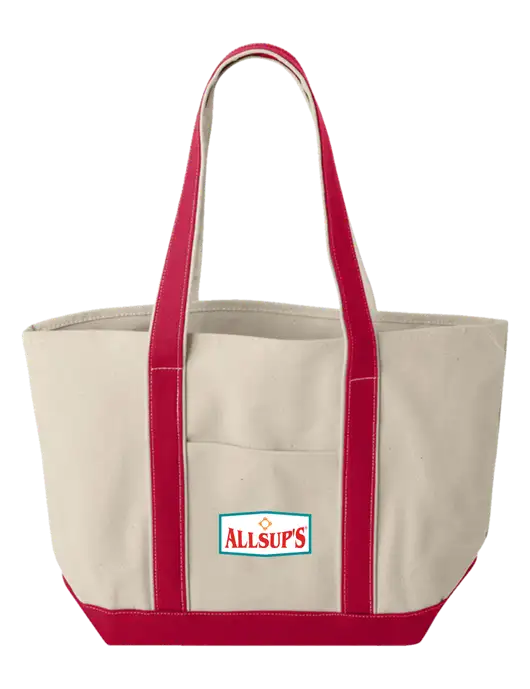 Natural/Red Large Sturdy Cotton Canvas Carryall  w/ALLSUP'S Logo