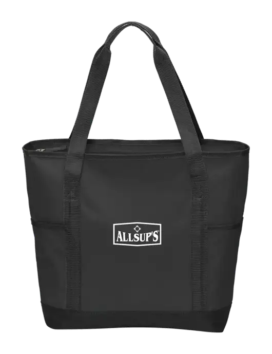 On the Go Black/Black Tote w/ALLSUP'S Logo