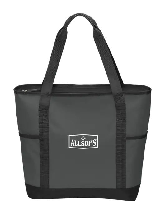 On the Go Charcoal/Black Tote  w/ALLSUP'S Logo