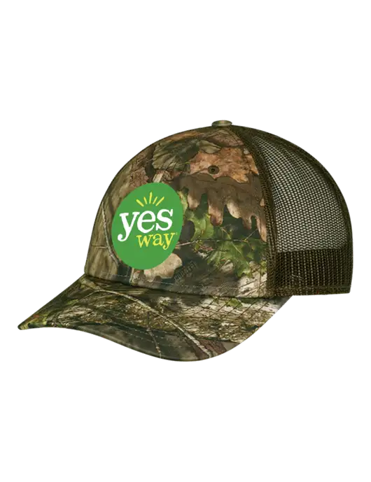 Breakup Country Brown Mossy Oak Camo Mesh Trucker Cap Snap Back w/Yesway Logo