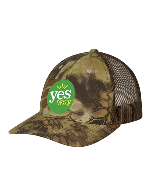 Camo Premium Modern Kryptek Highlander Brown Snapback Trucker Cap w/Yesway Logo