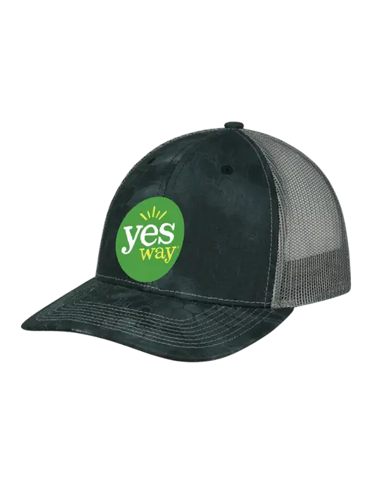 Camo Premium Modern Kryptek Typhon/Charcoal Snapback Trucker Cap w/Yesway Logo