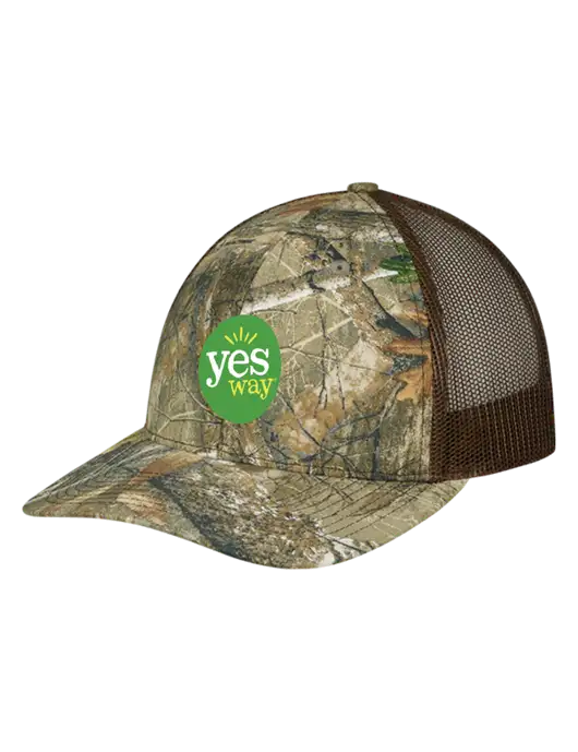Camo Premium Modern Realtree Edge Brown Snapback Trucker Cap w/Yesway Logo