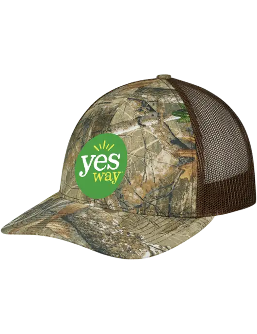Camo Premium Modern Realtree Edge Brown Snapback Trucker Cap w/Yesway Logo