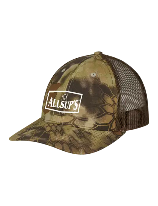 Camo Premium Modern Kryptek Highlander Brown Snapback Trucker Cap w/ALLSUP'S Logo