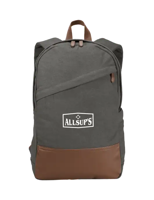 Vintage Modern Grey Canvas 18" Laptop Backpack w/ALLSUP'S Logo